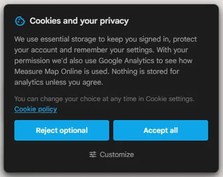 Das Cookie-Banner mit „Optionale ablehnen“, „Alle akzeptieren“ und „Anpassen“