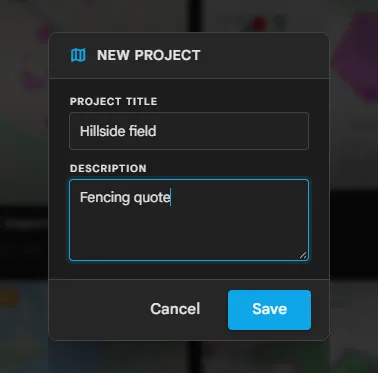 Der Dialog „Neues Projekt“ mit einem Titel und einer Beschreibung