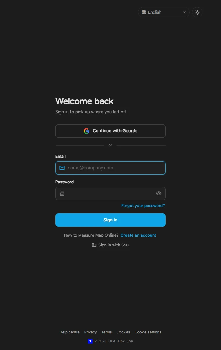 A página de início de sessão com Continuar com o Google, os campos de e-mail e palavra-passe e Iniciar sessão
